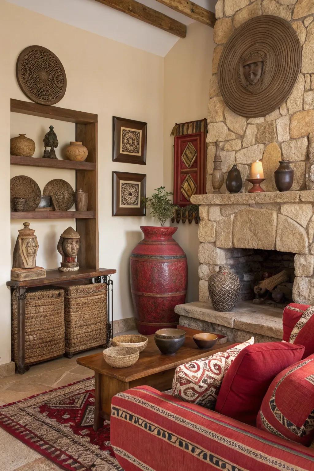 Natural elements add an organic touch to the color scheme.