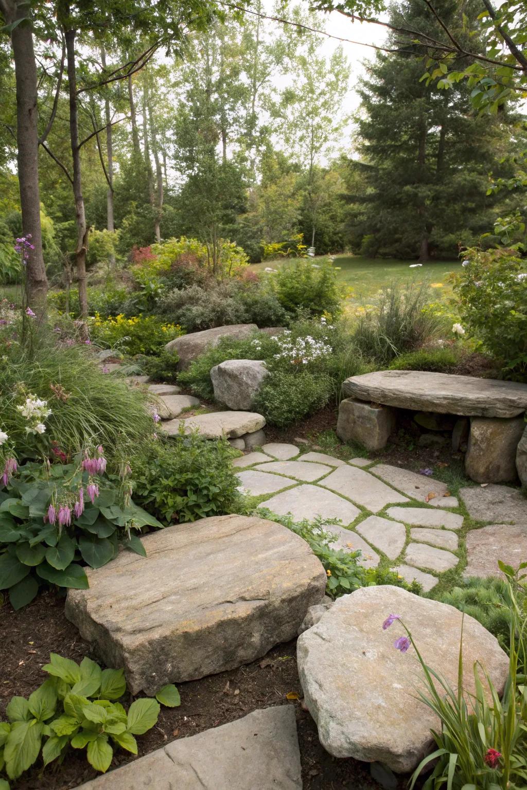 Relax in a natural rock seating area.