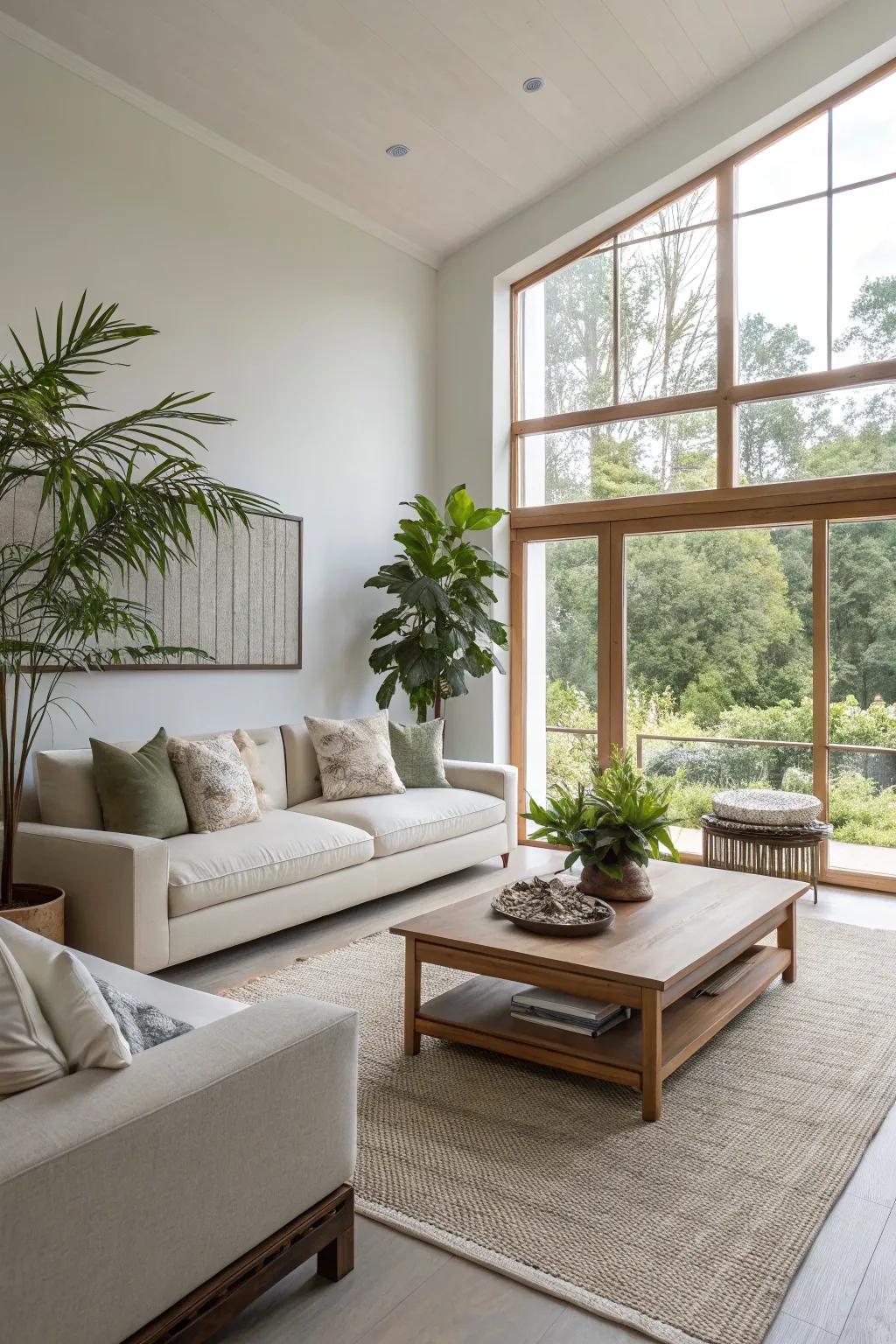 Low-profile furniture gives the illusion of higher ceilings.