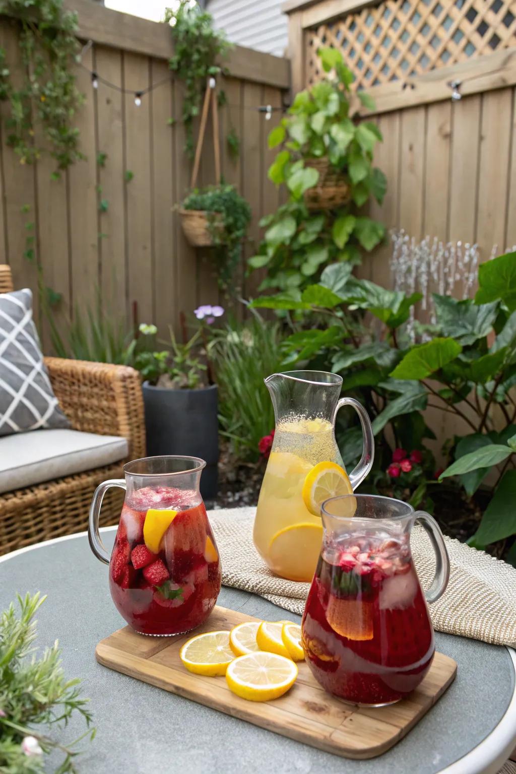 Refreshing batched drinks ready for guests