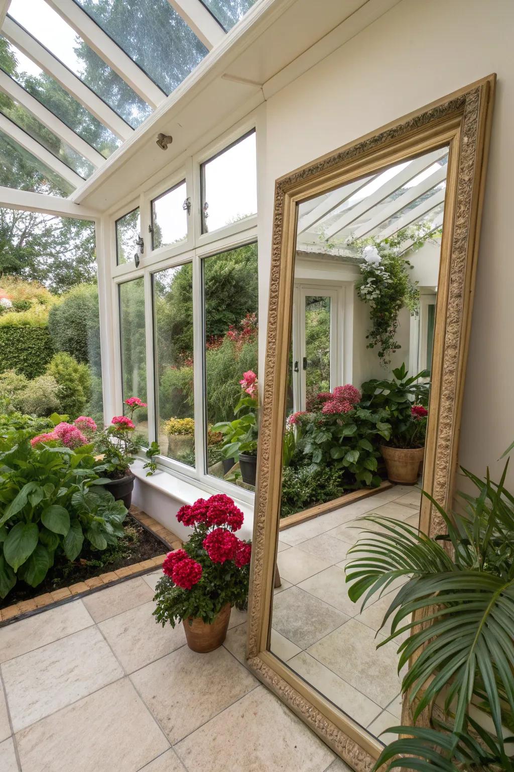 Mirrors enhance light and create a sense of spaciousness.