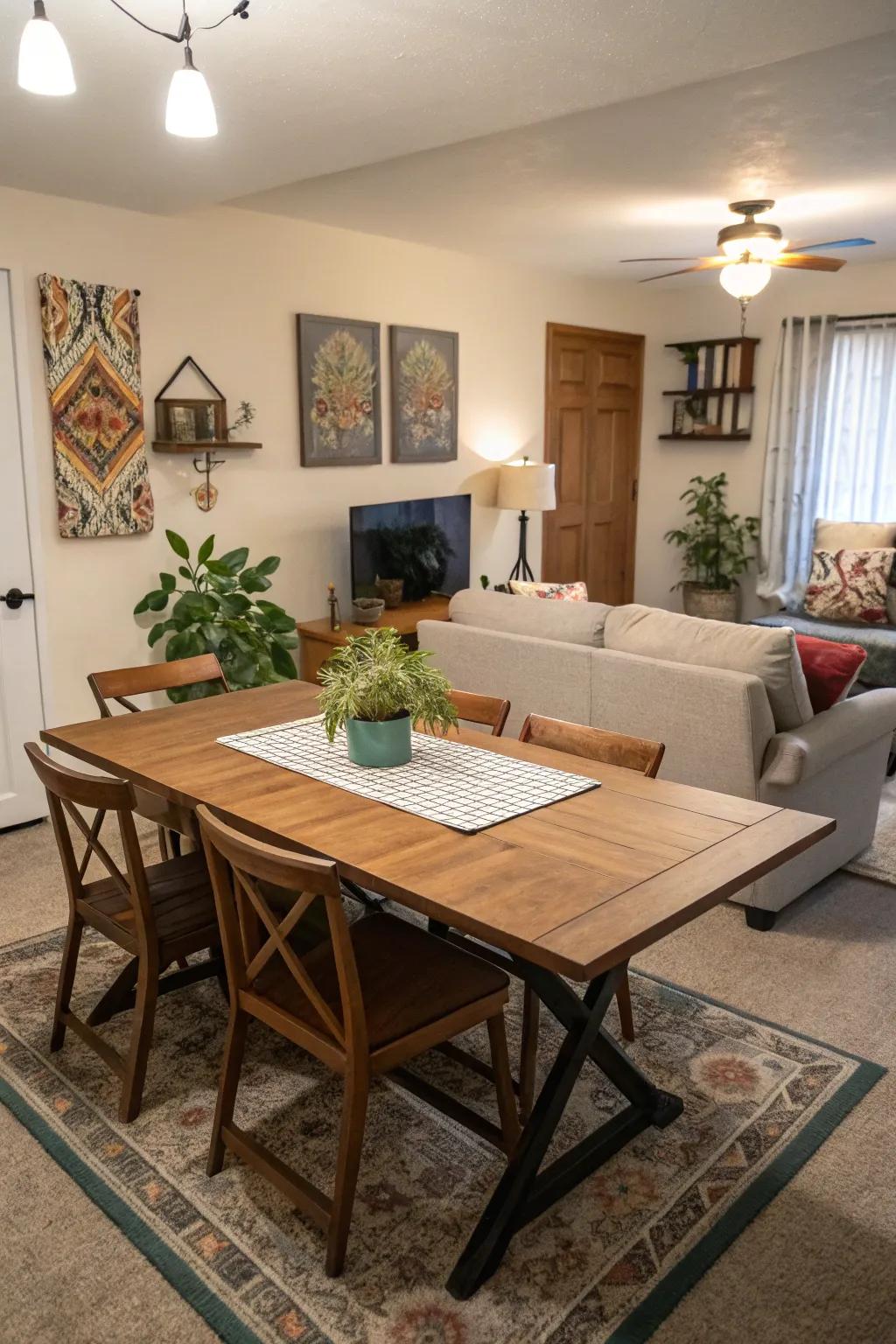 Adjustable surface offering versatility in small spaces.