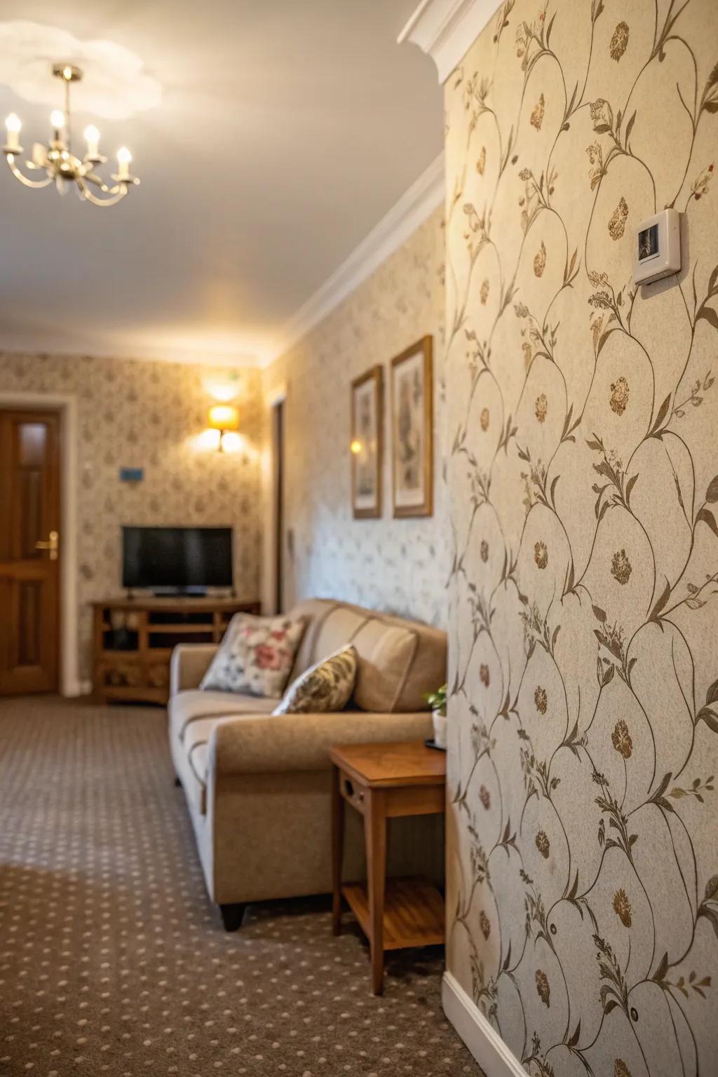 Textured surface coverings enrich dimension.