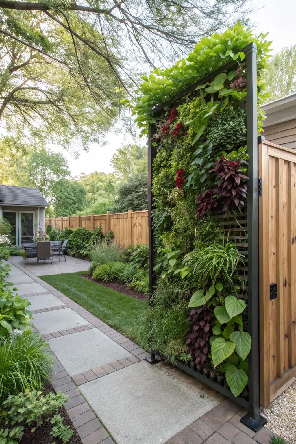 Upright garden screens offer privacy and greenery in one.