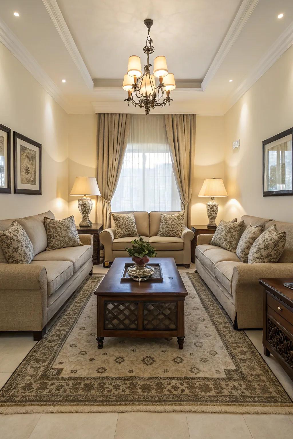 Symmetry in arrangement brings balance and harmony to the space.