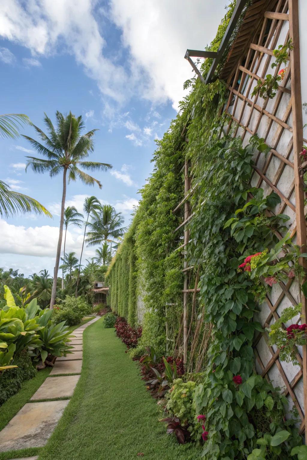 Upright gardens appending lush greenery to restricted spaces.