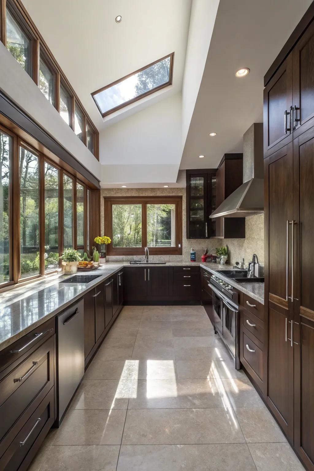 Dark cabinets can add elegance and a cozy feel to your kitchen.