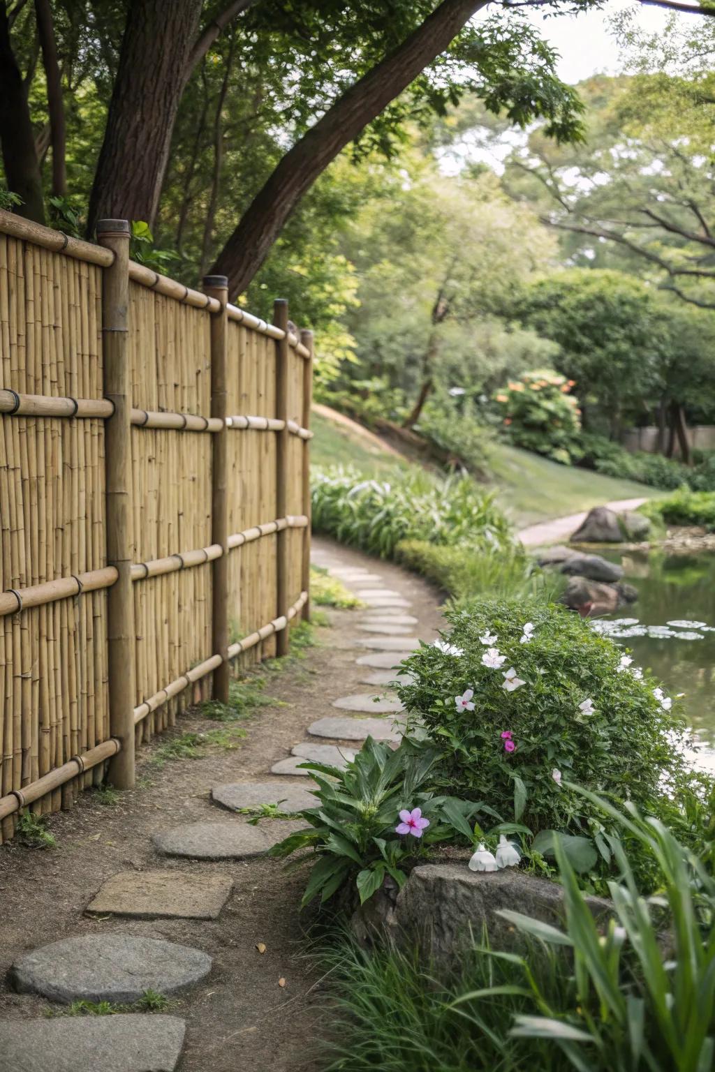 Cane fences provide sustainability and style.