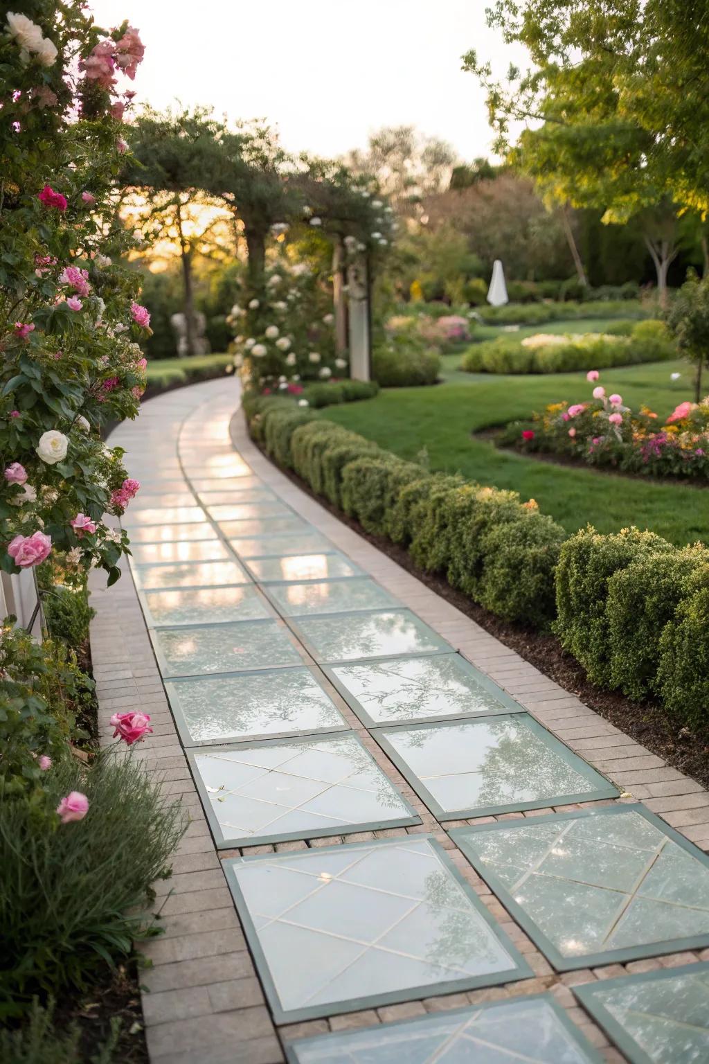 Crystal tiles append a modern spin to your garden walkway.