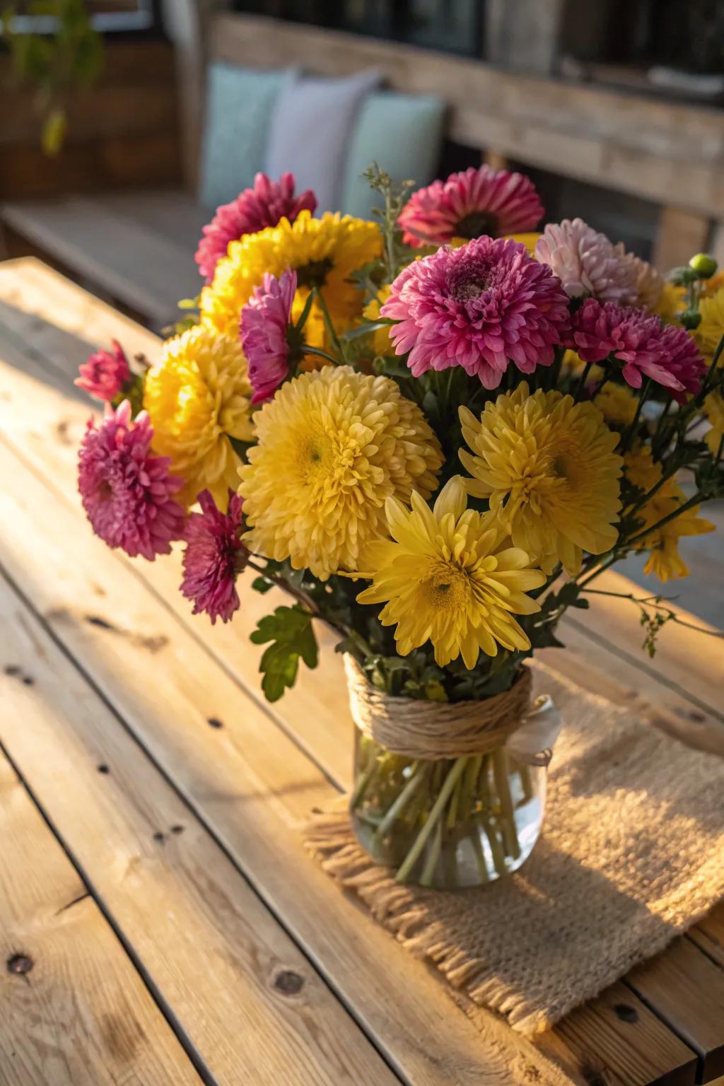 Chrysanthemums bring charm and versatility to summer bouquets.