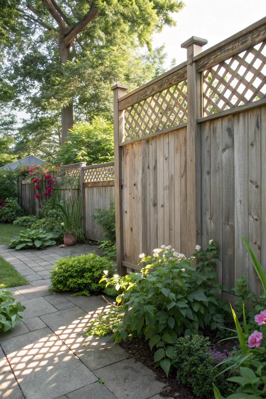 Weave tops add visual intrigue and light to privacy fences.