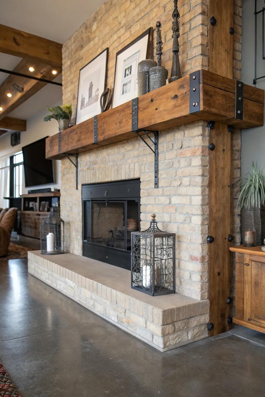 Add a rugged edge with industrial elements on your mantel.