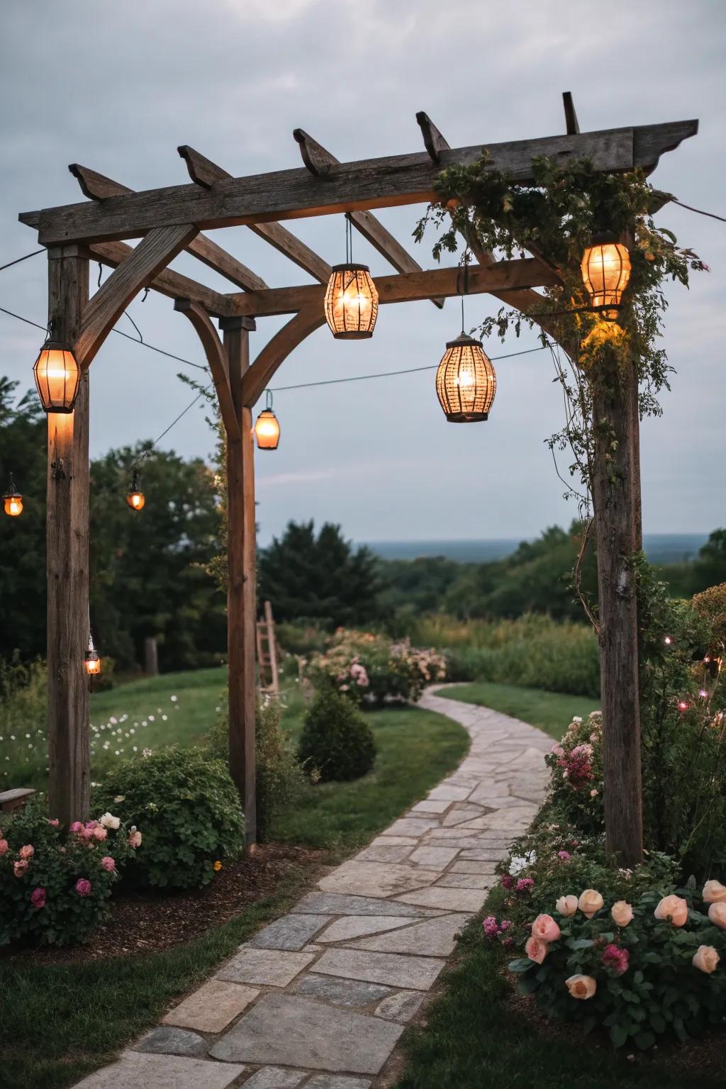 Lanterns enhance the mood with their warm glow and romantic appeal.
