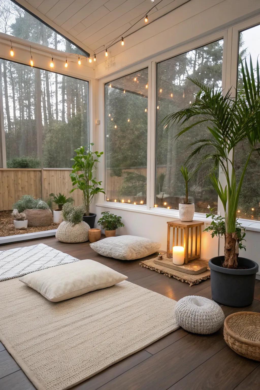 A serene meditation space for relaxation.