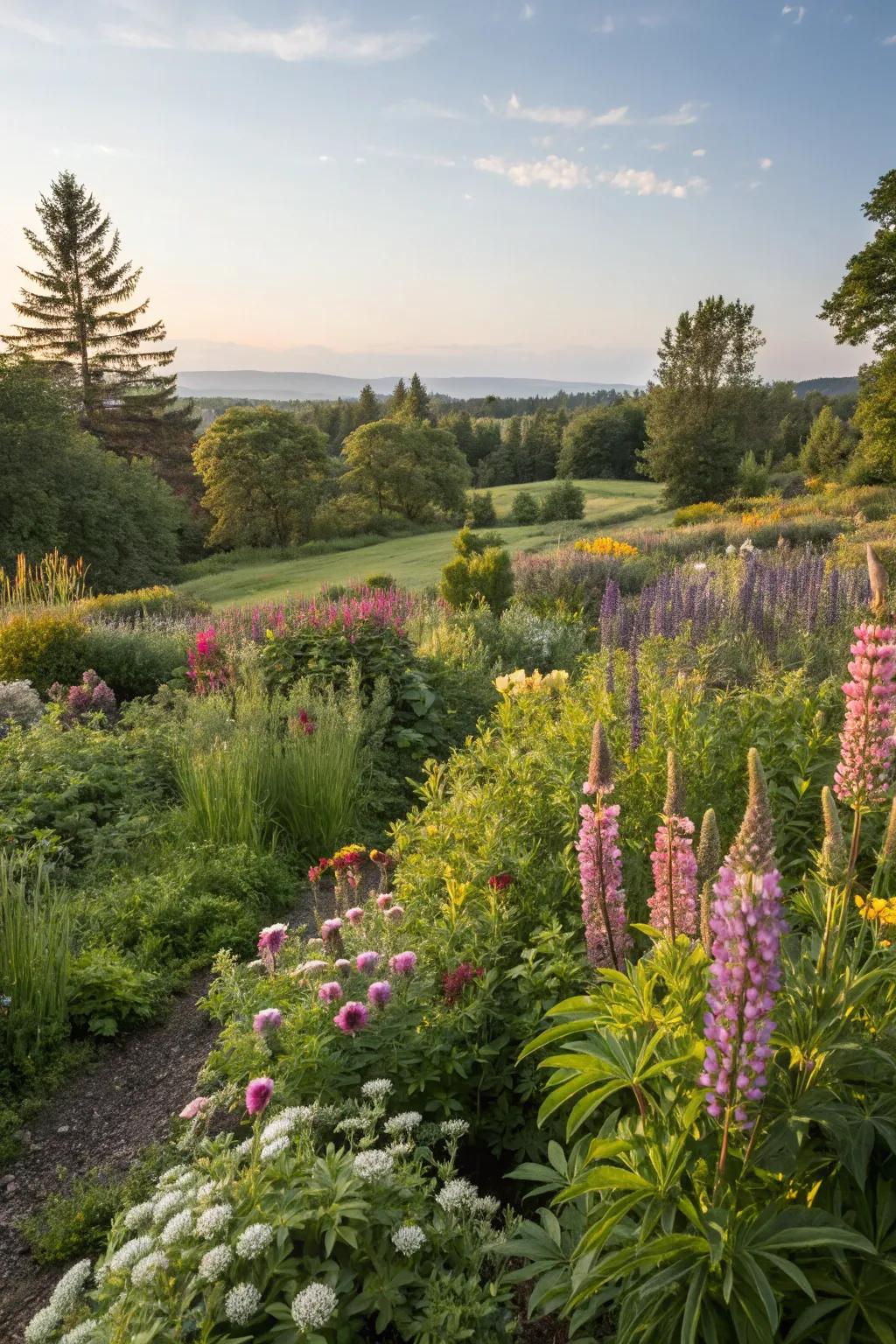 Native plants thrive with minimal maintenance and support local wildlife.