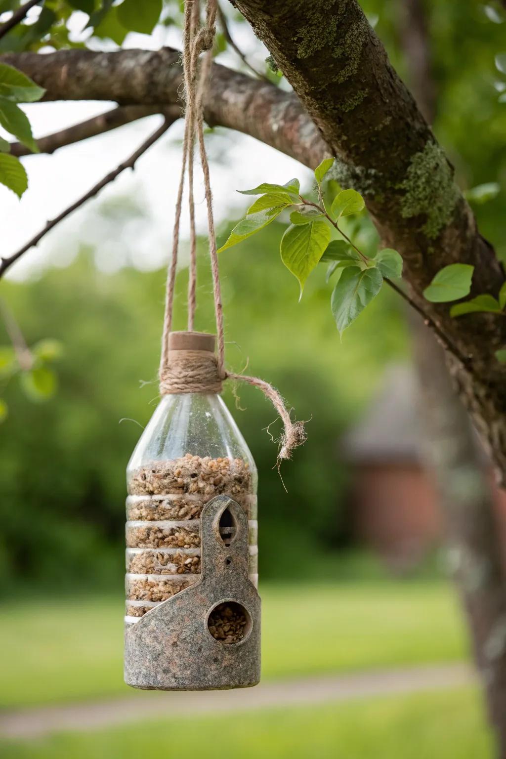 Transform waste into wonder with this charming recycled bottle feeder—where eco-friendly meets elegance.