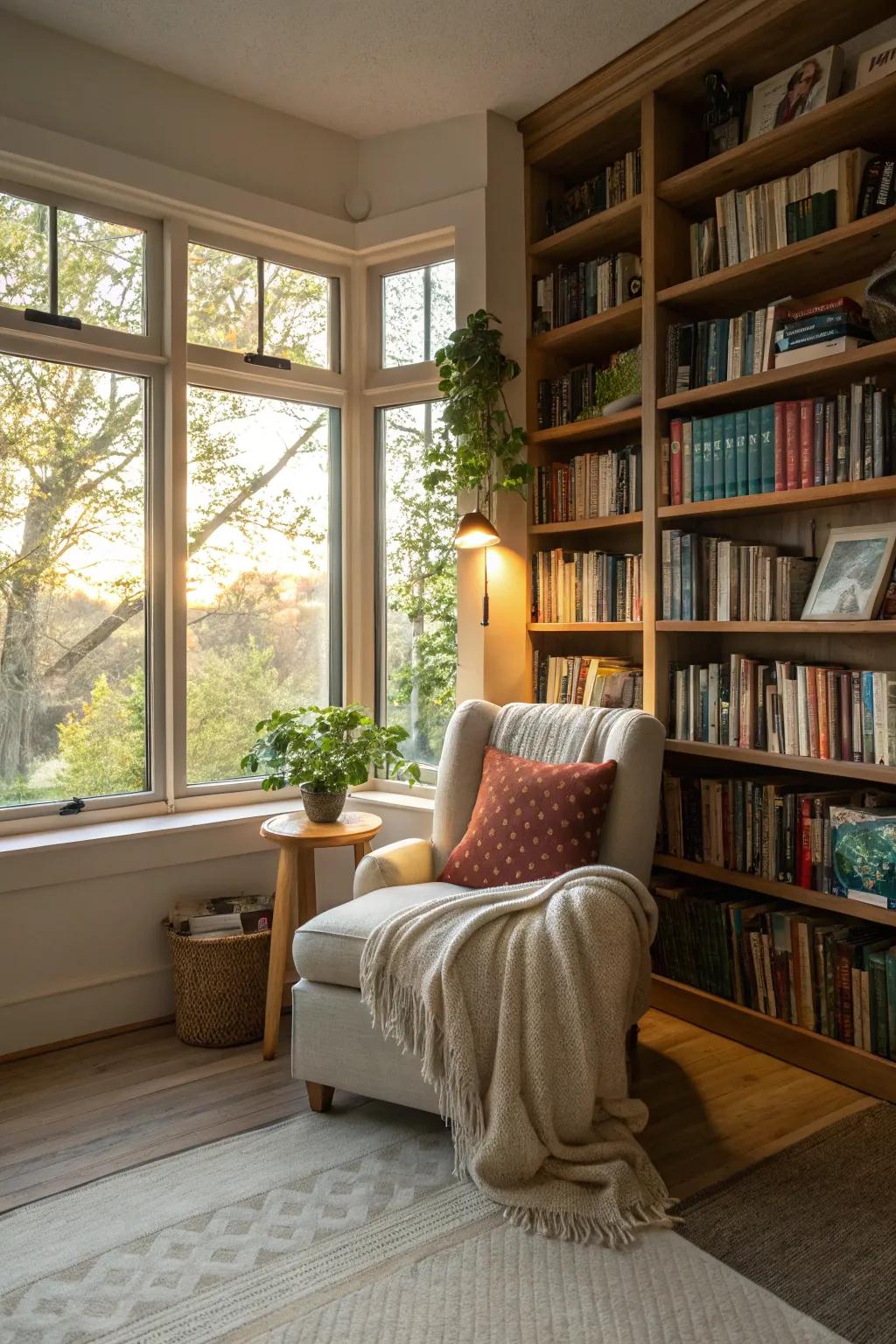 A nook with a view enhances your reading experience.