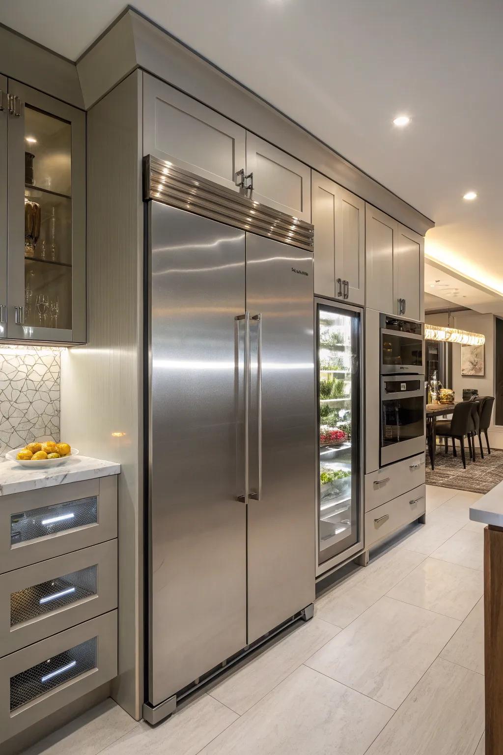 Multi-zone cooling in a built-in fridge ensures optimal food storage.