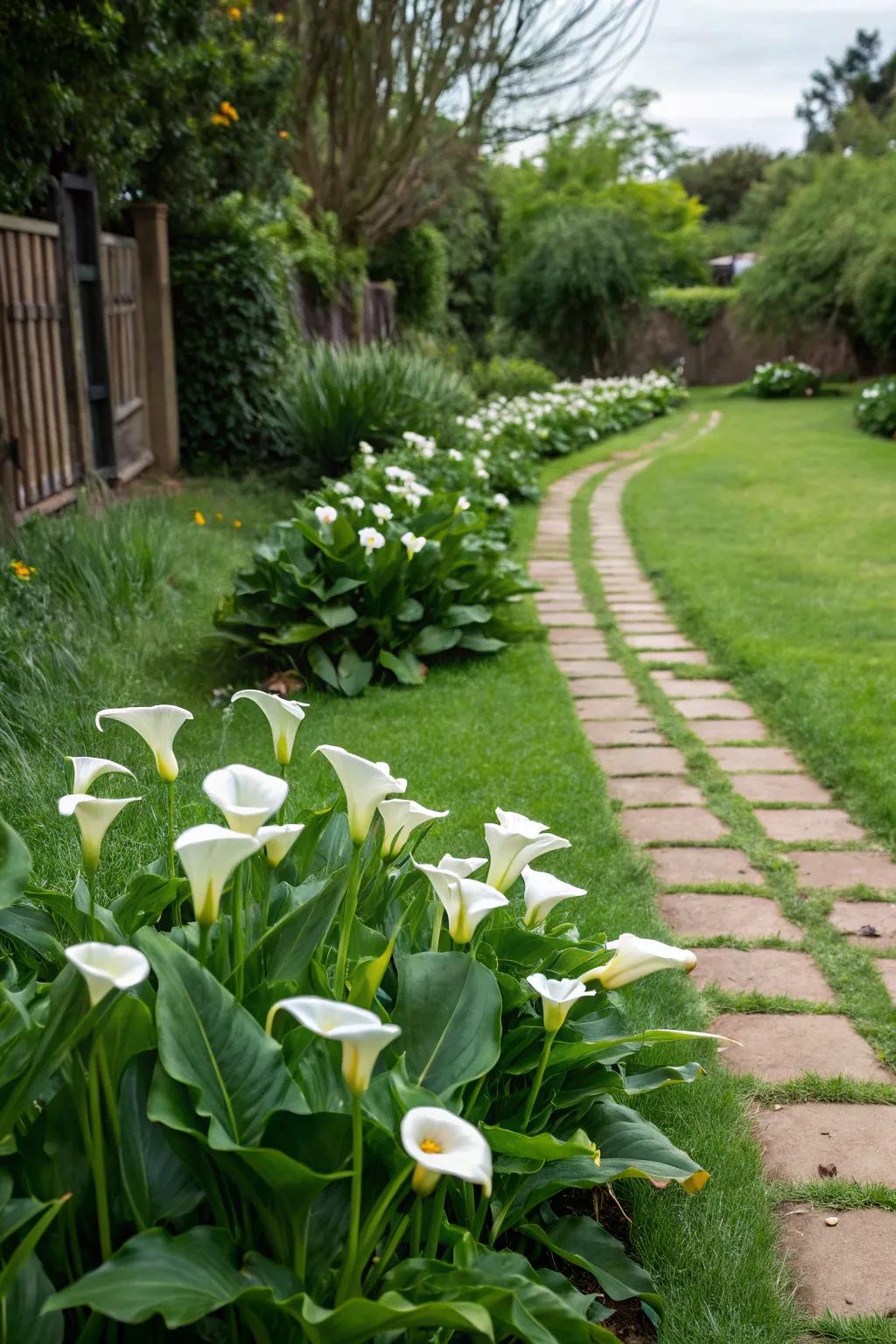 Calla lilies as a sustainable grass substitute.