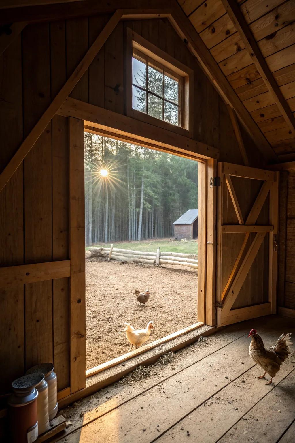 Experience nature’s theater through this elegantly designed viewing window in your barn.