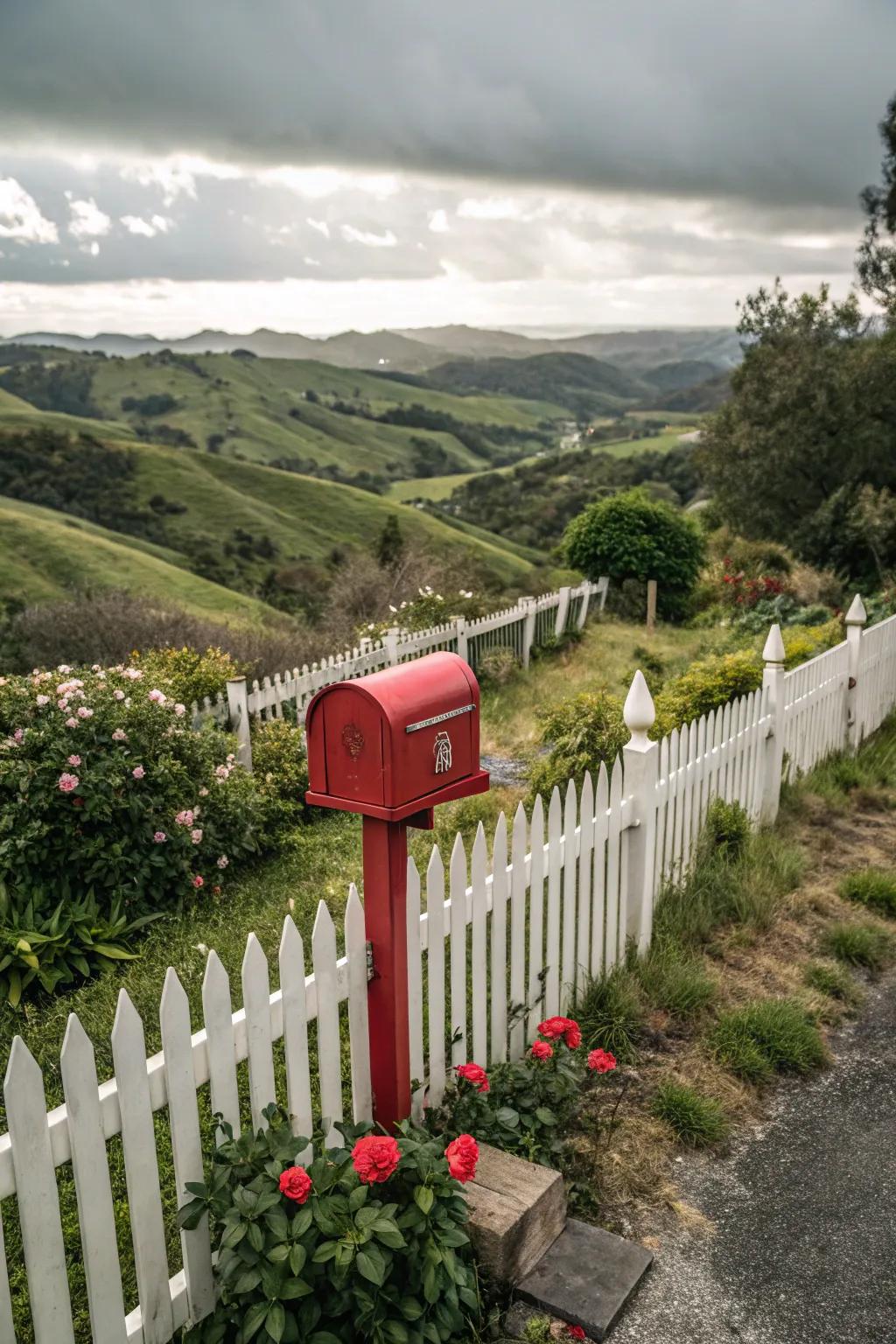 A gated barrier mailbox builds a charming and welcoming entrance.