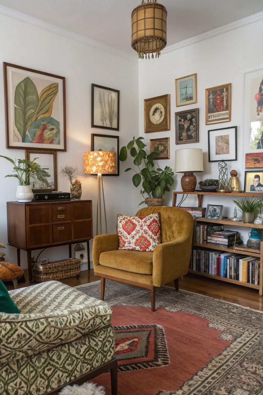 Multiple decor adds warmth and personal touch.