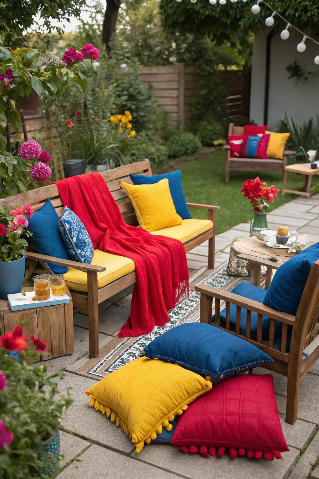 Colorful textiles add vibrancy and style.