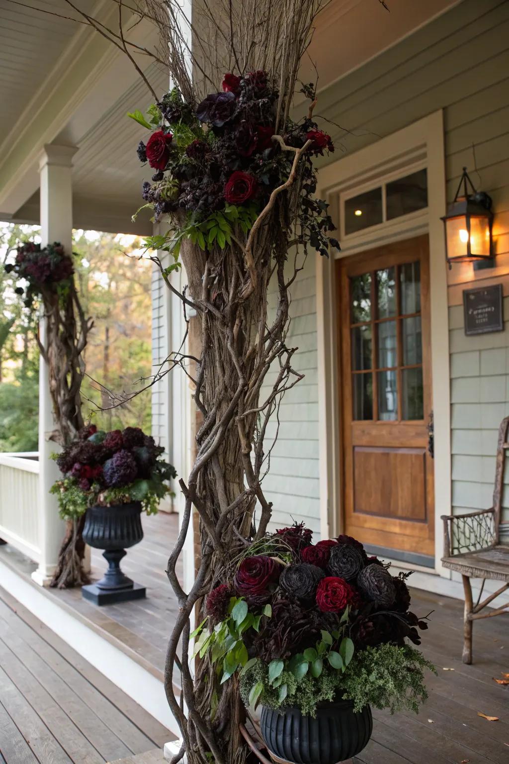 Charmingly evil flowers add a sinister edge.