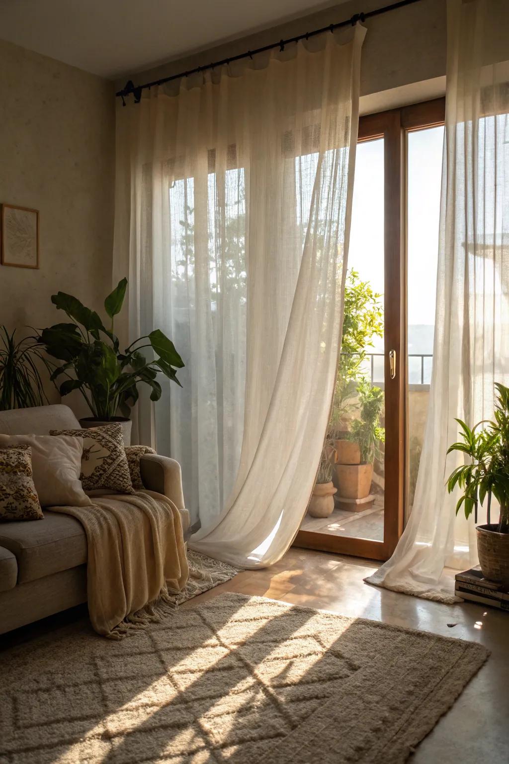Sheer curtains add elegance and a hint of mystery.