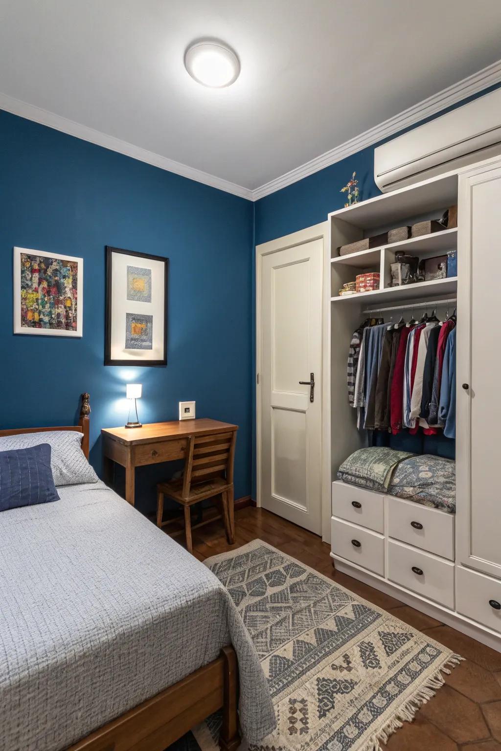 An accent wall can enhance depth and visual interest in a small room.