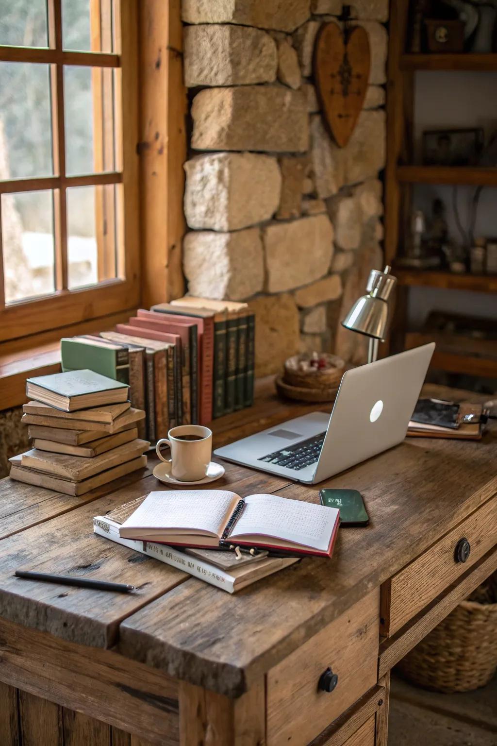 Natural materials create a cozy atmosphere.