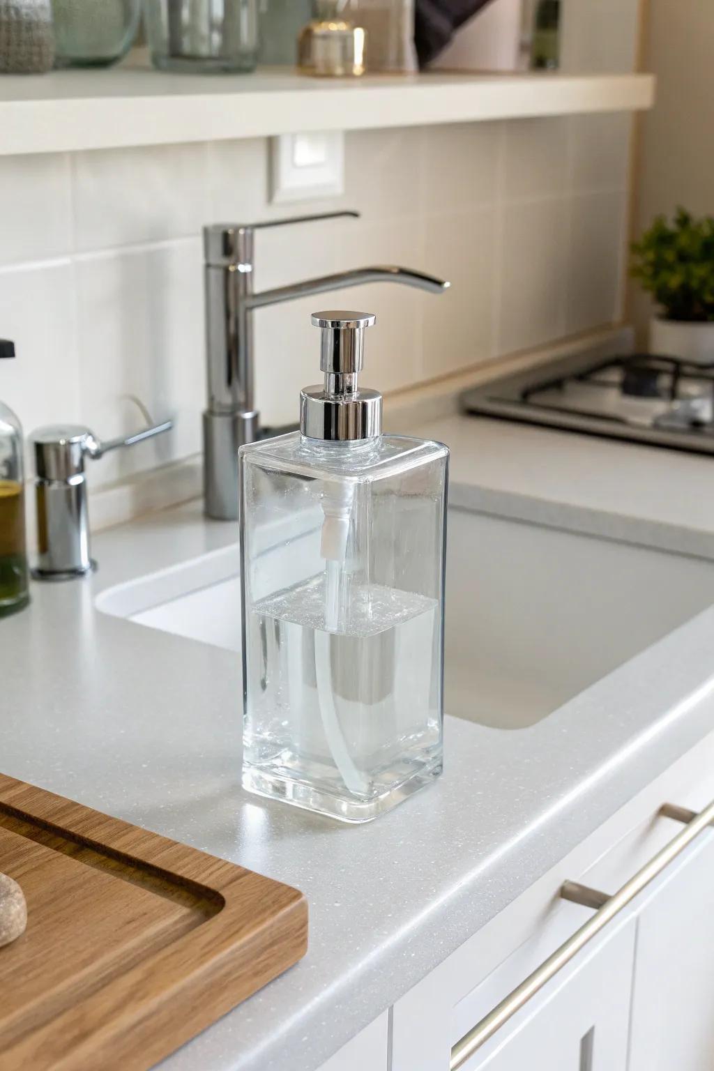 Transparent acrylic dispensers for a modern touch.