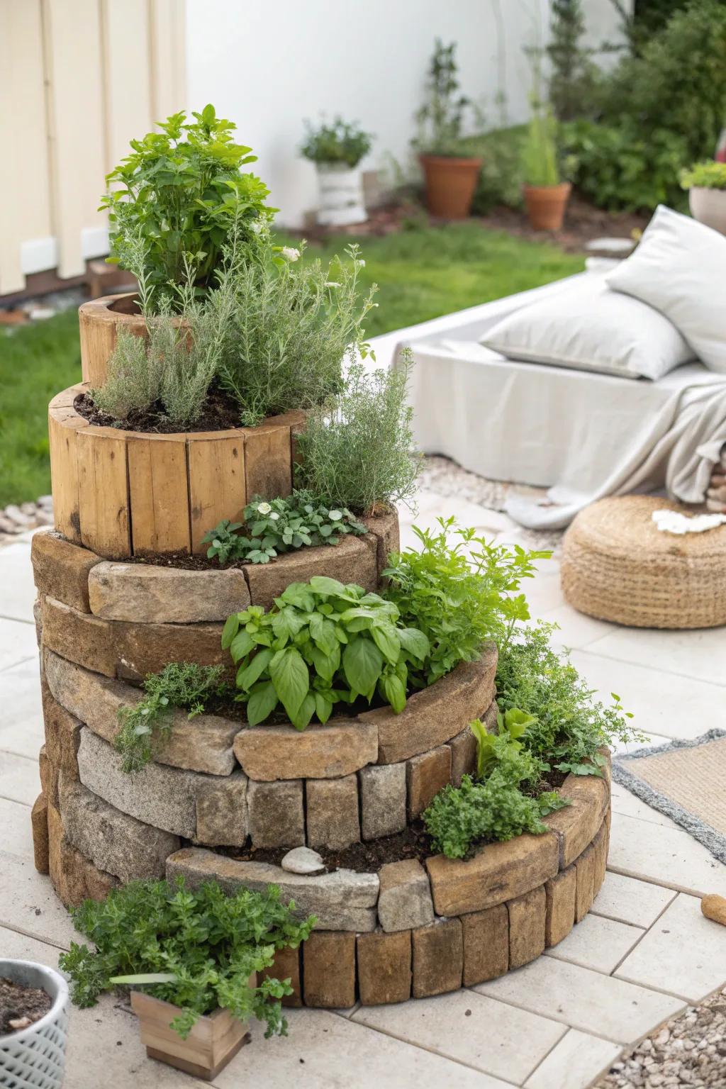 Transform your garden with a stunning DIY herb spiral – where practicality meets minimalist elegance!