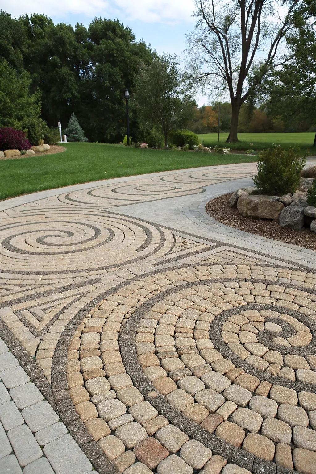 Artistic arrangements turn driveway aprons into focal points.