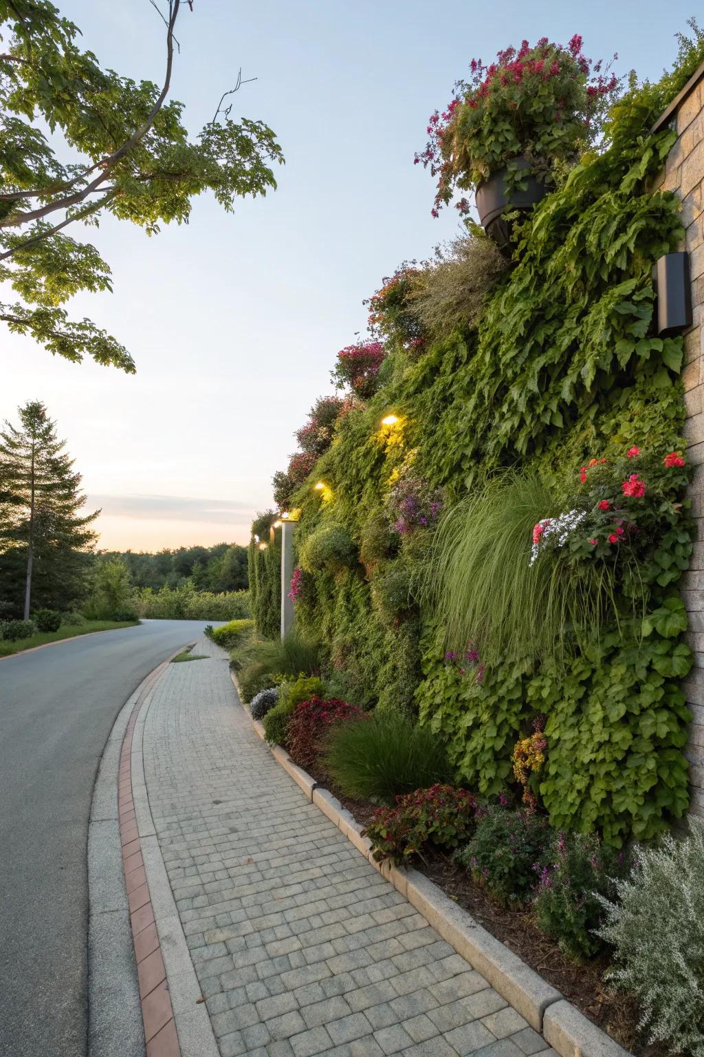 A towering garden feature adds layers and texture to the berm.