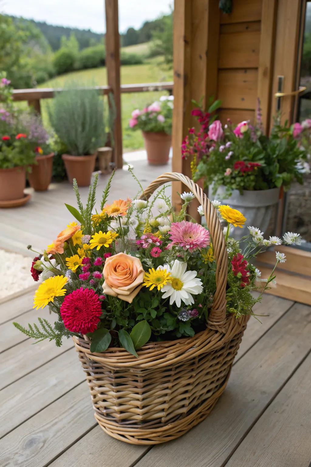 Garden-picked flowers bring vibrant colors and scents indoors.