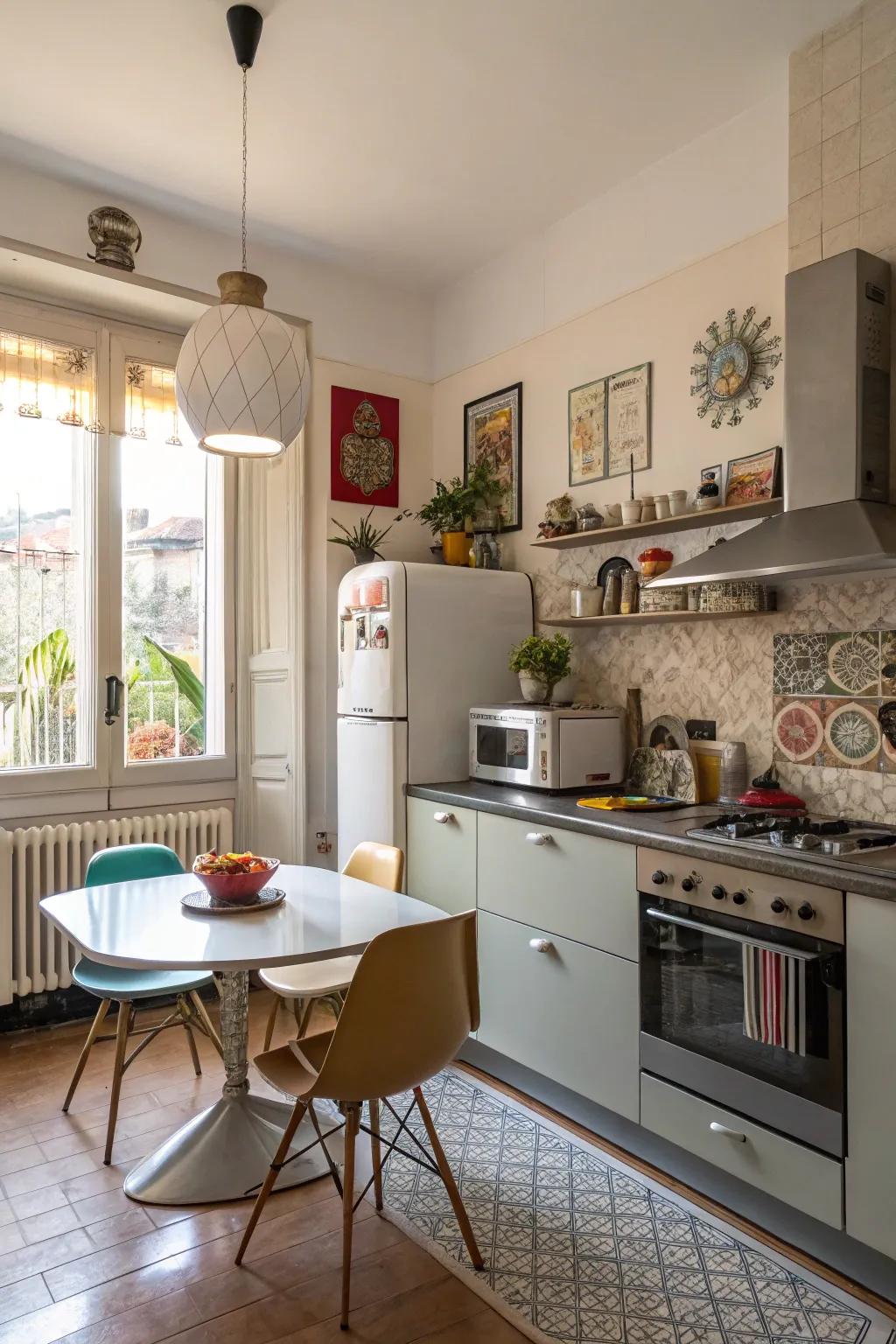An eclectic kitchen that celebrates diverse styles and textures.