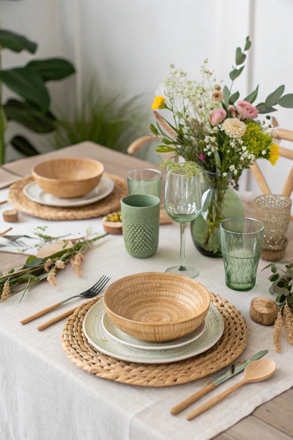 Eco-conscious tableware that harmonizes vogue with sustainability for the brunch.