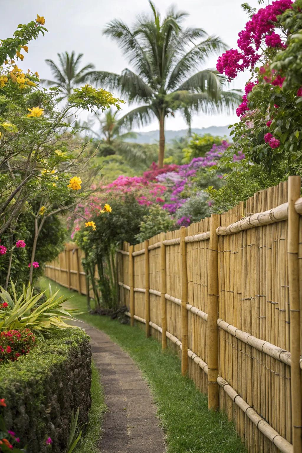 Reed barriers offer a sustainable and exotic design option.