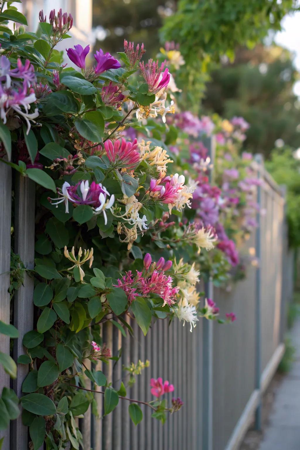 Flowering vines add vibrant color and charm to fences.