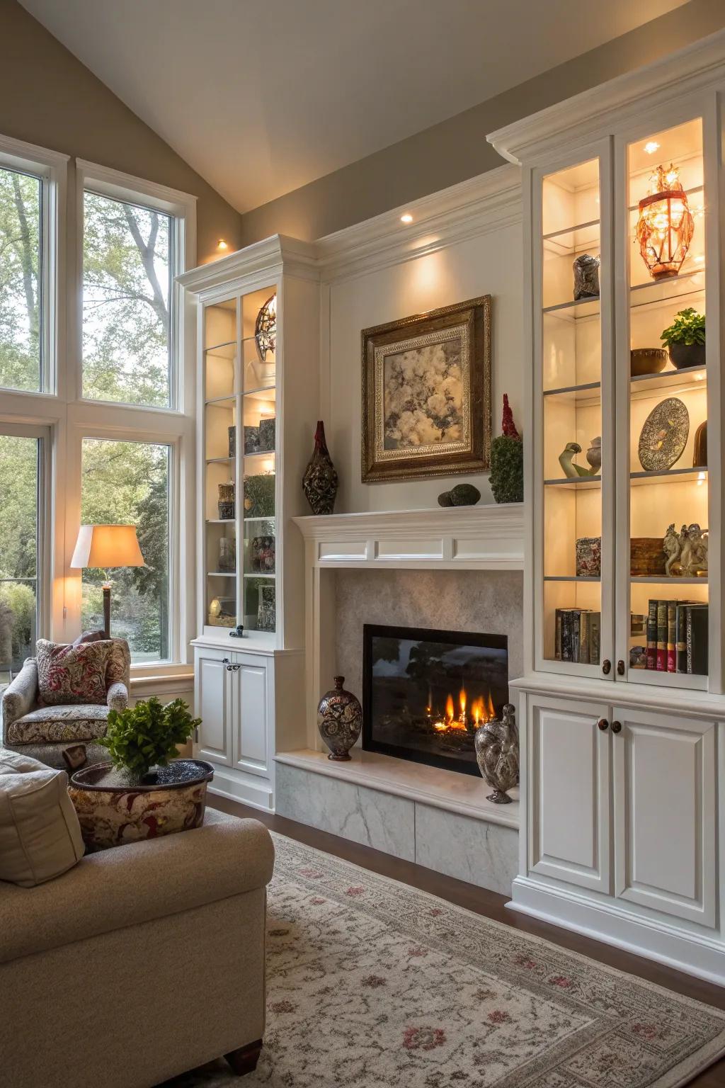 Showcase your collection for a personal touch to your fireplace area.