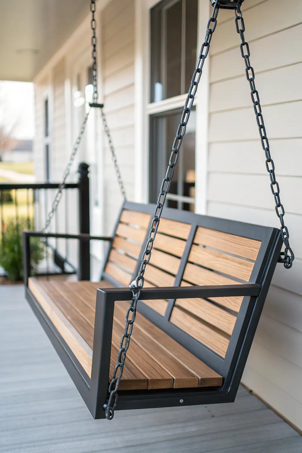 Amalgamate materials for a modern rendition of a classic swinger.