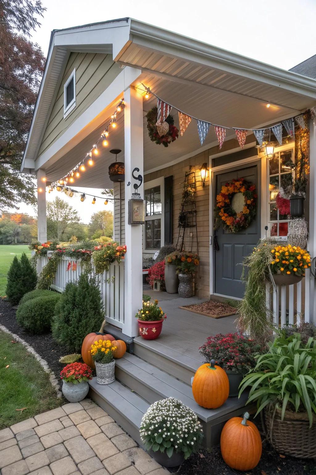 Regular decoration keeps the porch engaging.