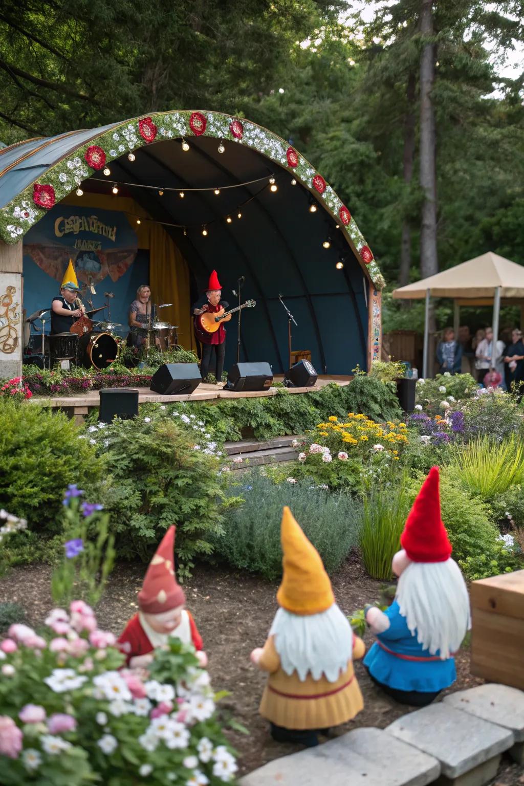A lively gnome music fest poised to entertain.