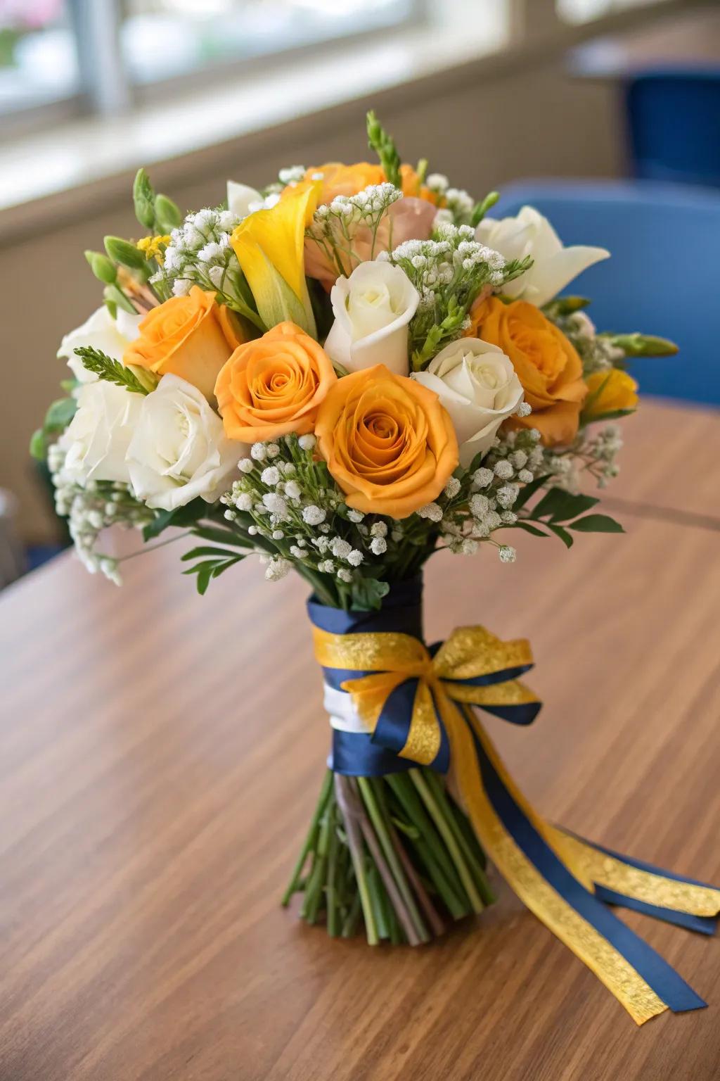 A bespoke themed palette bouquet to honor school spirit.