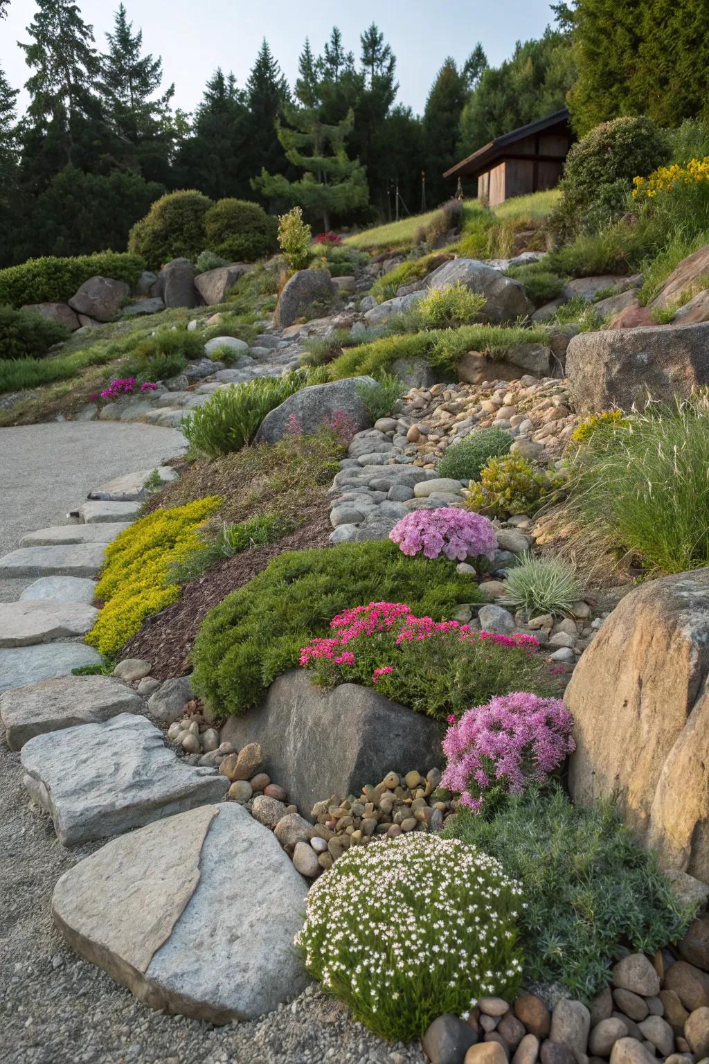 Rock gardens offer a unique mix of textures and resilience.