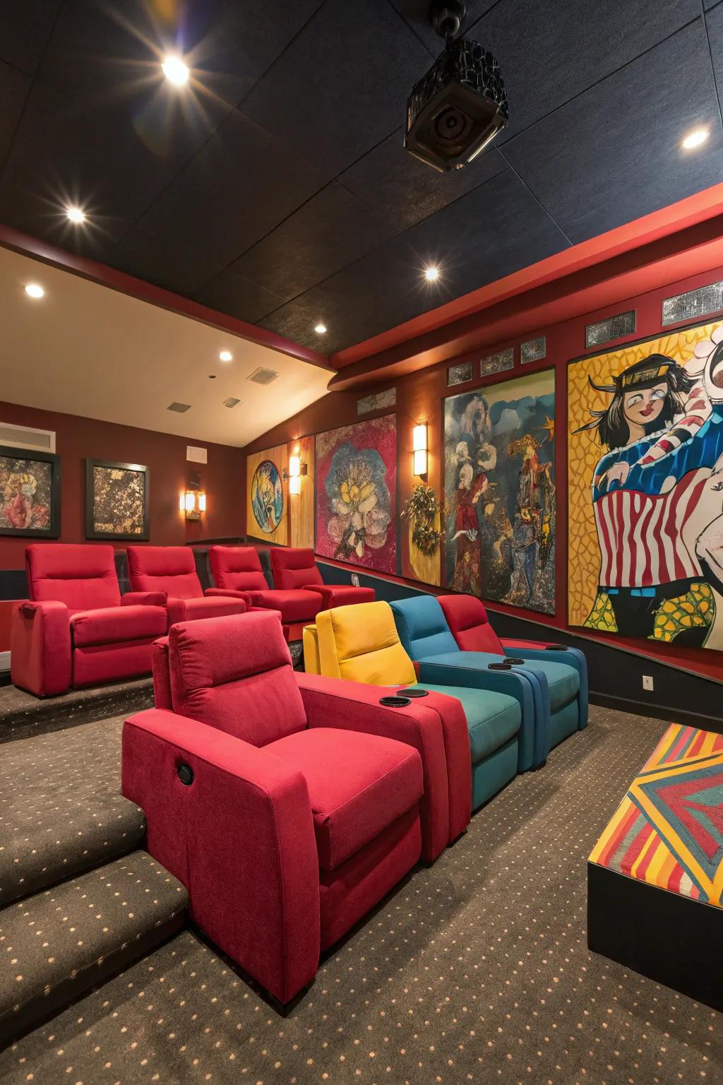 Bold-colored seating adds vibrancy and personality to your theater.