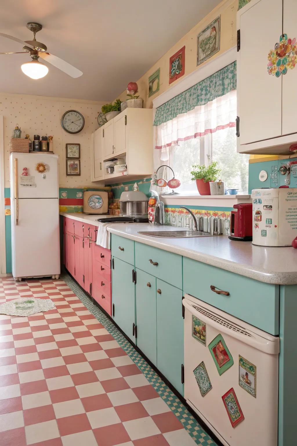 Resilient sheet surfaces add a splash of color and durability to any kitchen.