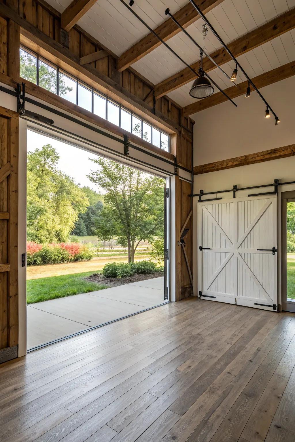 Garage door windows offer light and a modern twist.