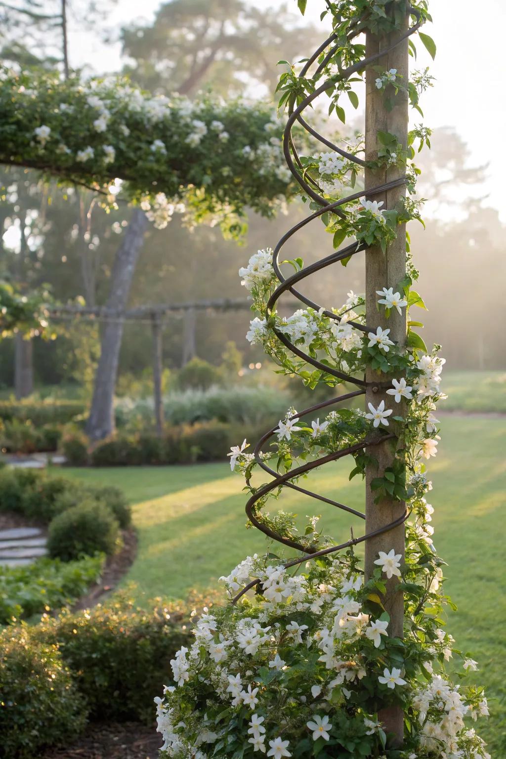 Infuse whimsy into your garden with a coiled star creeper framework.